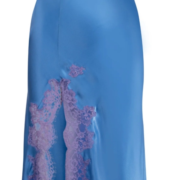 DANNIJO Cornflower Blue High Slit Lace Appliqué Maxi Skirt Large - Picture 1 of 9